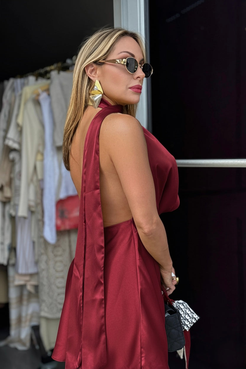 Drape Satin Cowl Dress