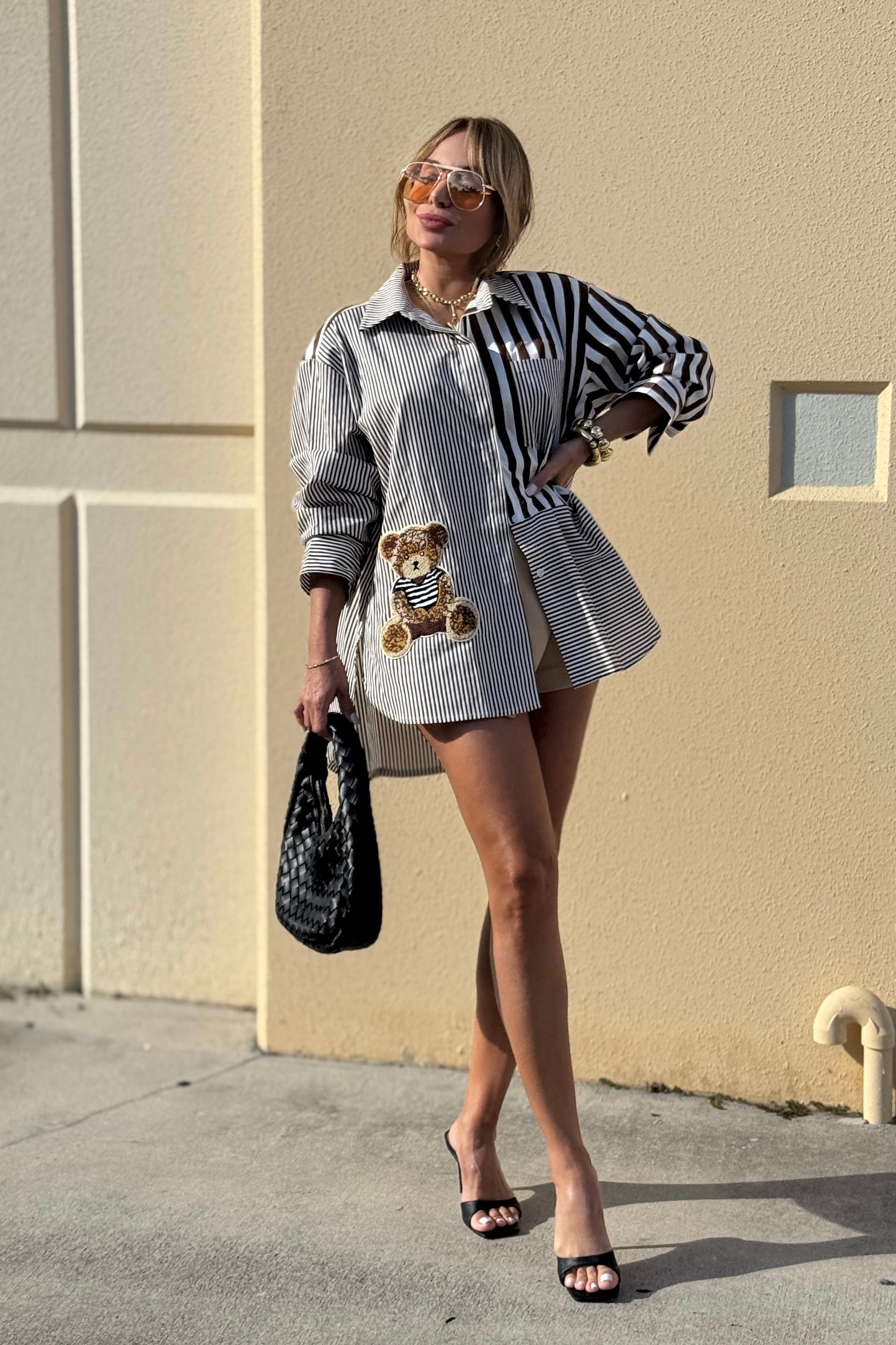 LINES W TEDDY BLOUSE SHIRT