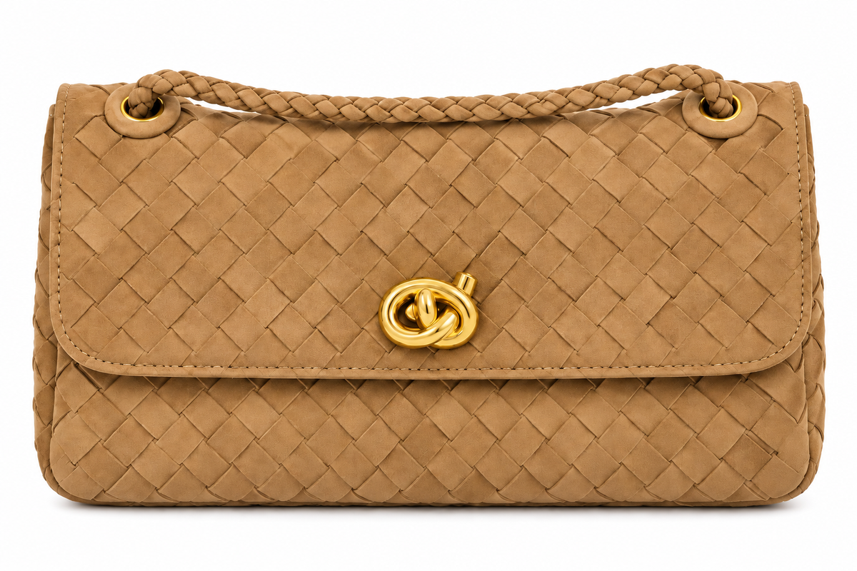 WOVEN SUEDE SHOULDER BAG