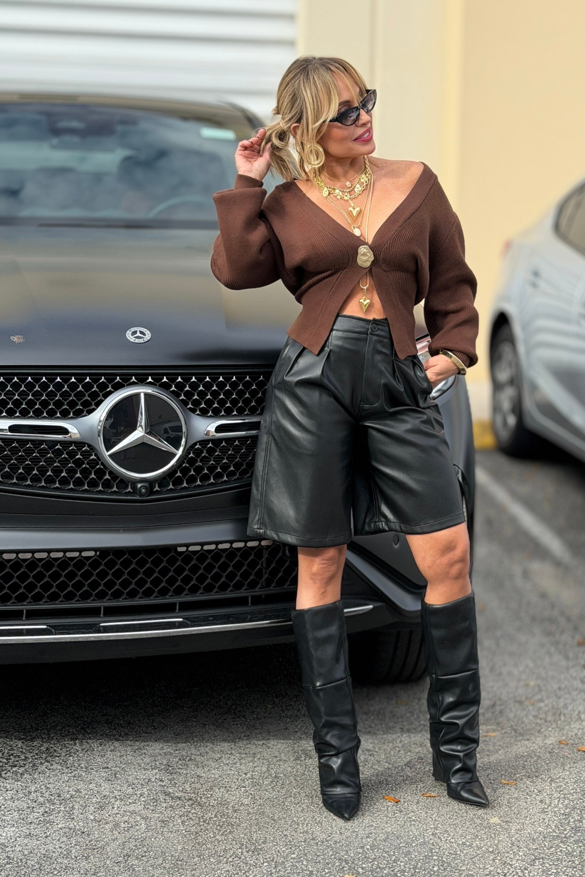 SANDRA LEATHER BERMUDA SHORT