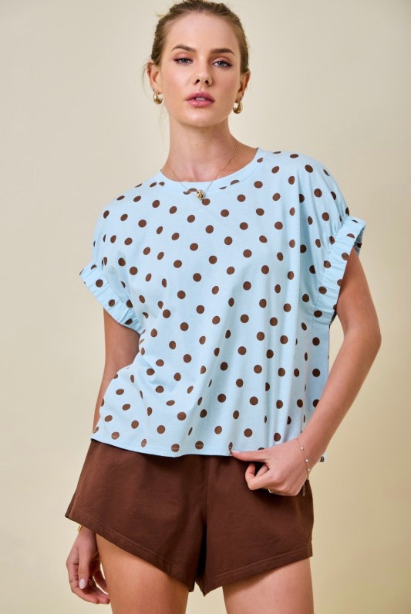 MOCHA POLKA DOT T-SHIRT