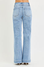 BOW WAIST WIDE LEG JEANS