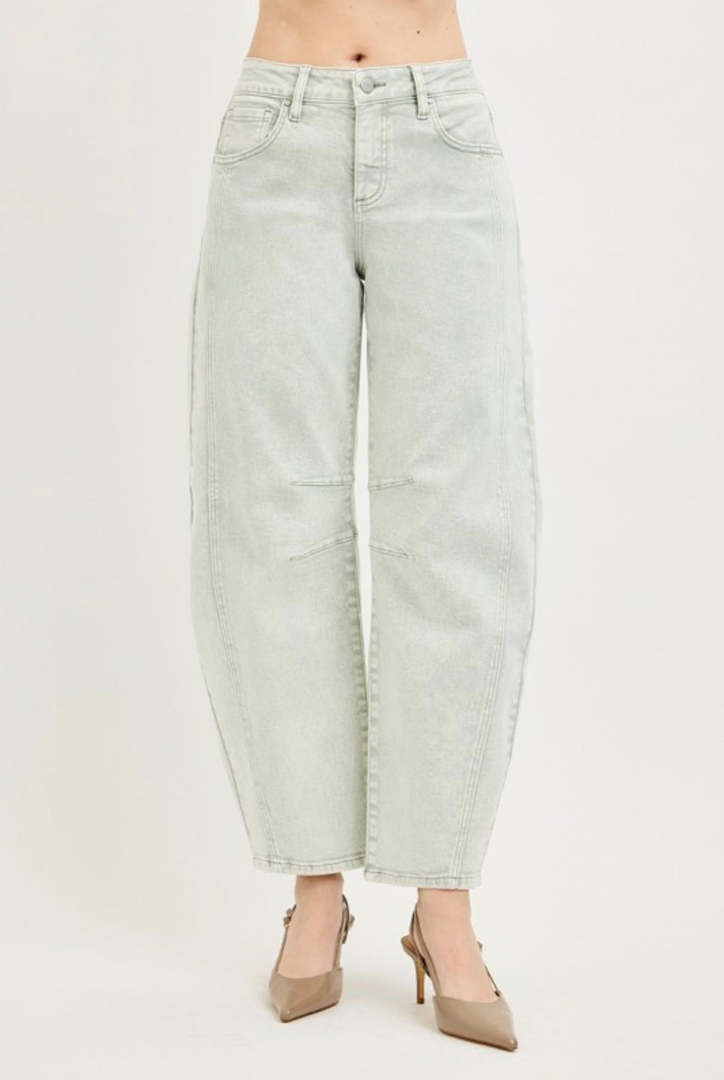 RISEN STRETCH BARREL JEANS