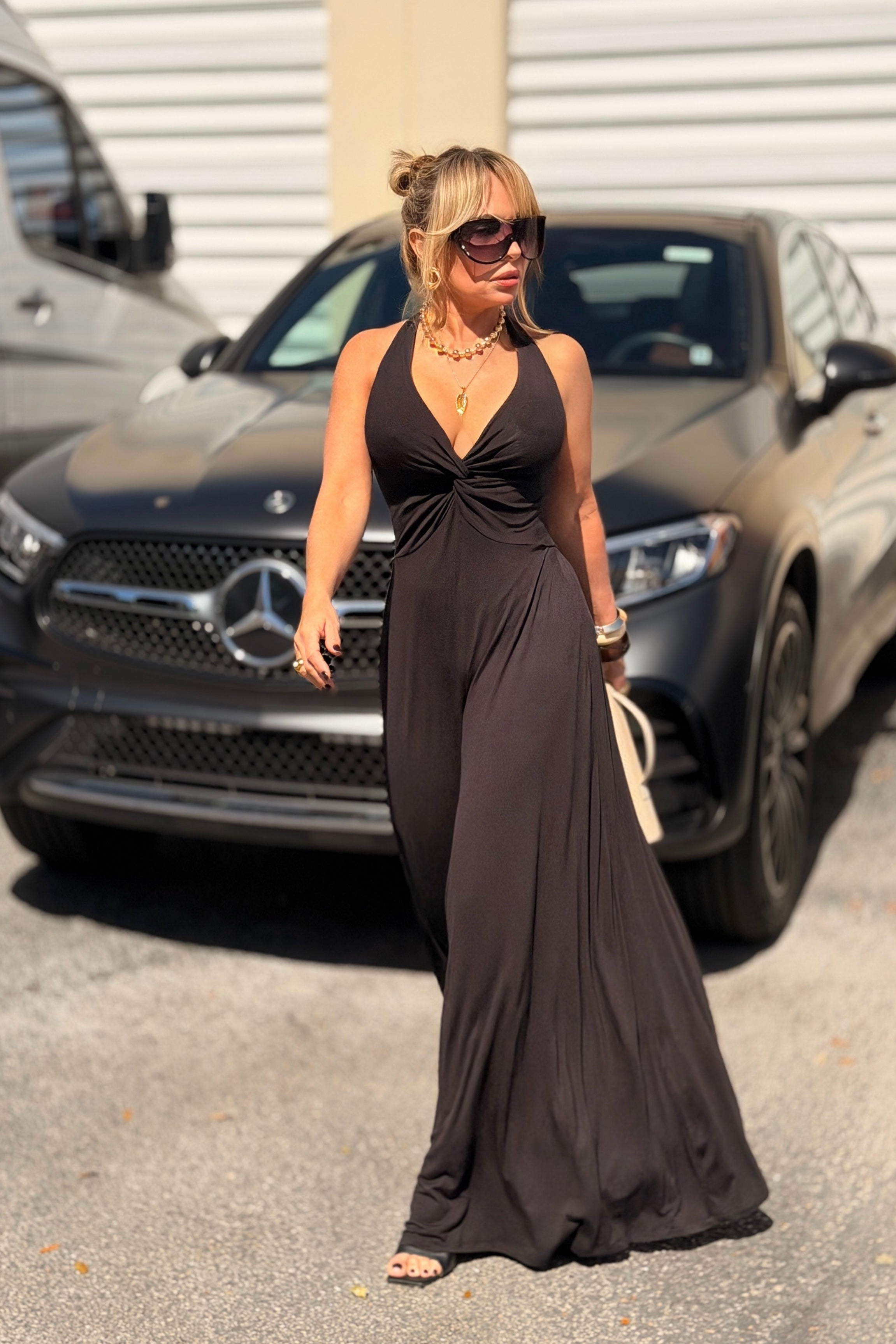 Bust Sleeveless Jersey Jumpsuit