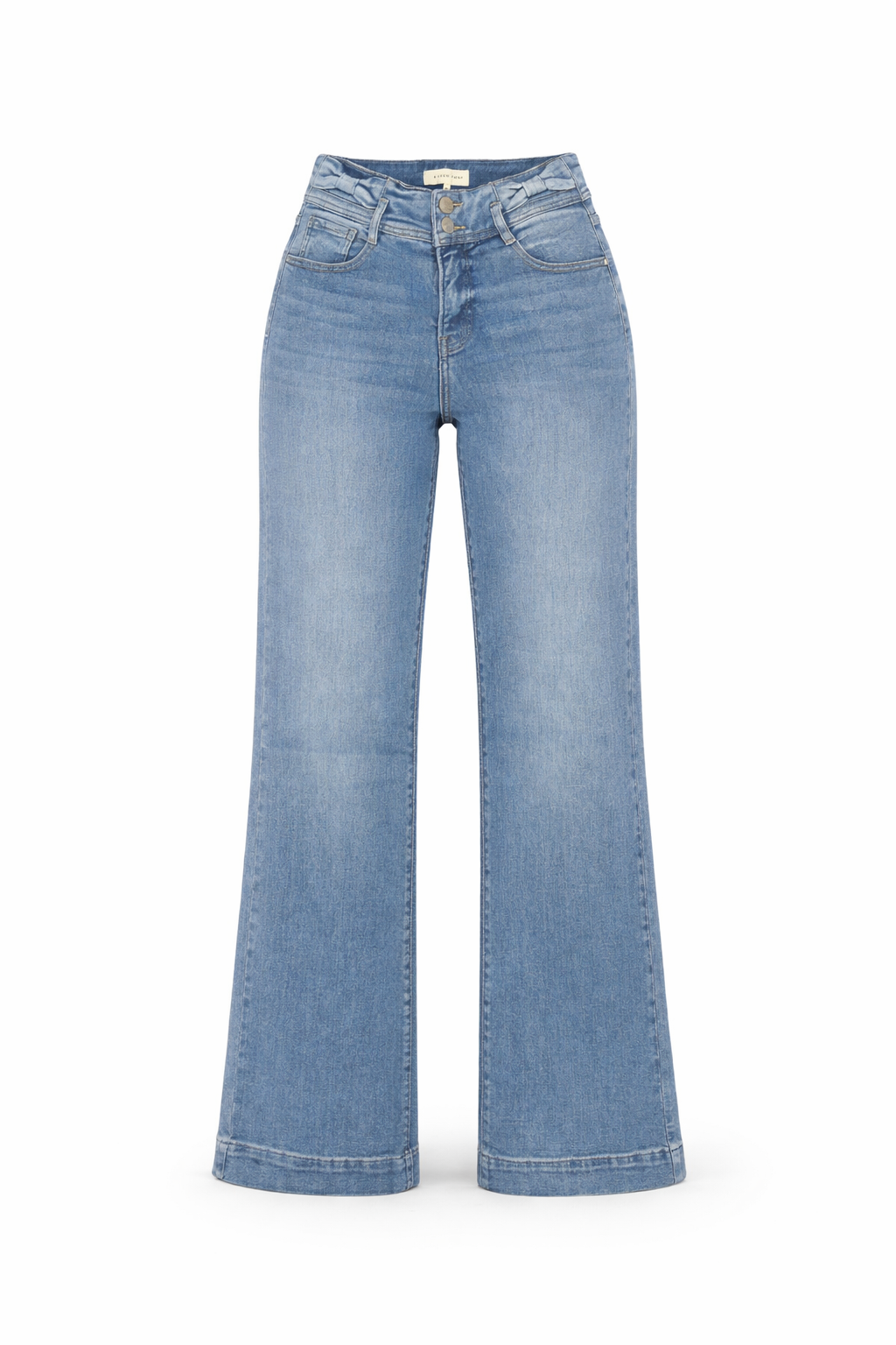 BOW WAIST WIDE LEG JEANS
