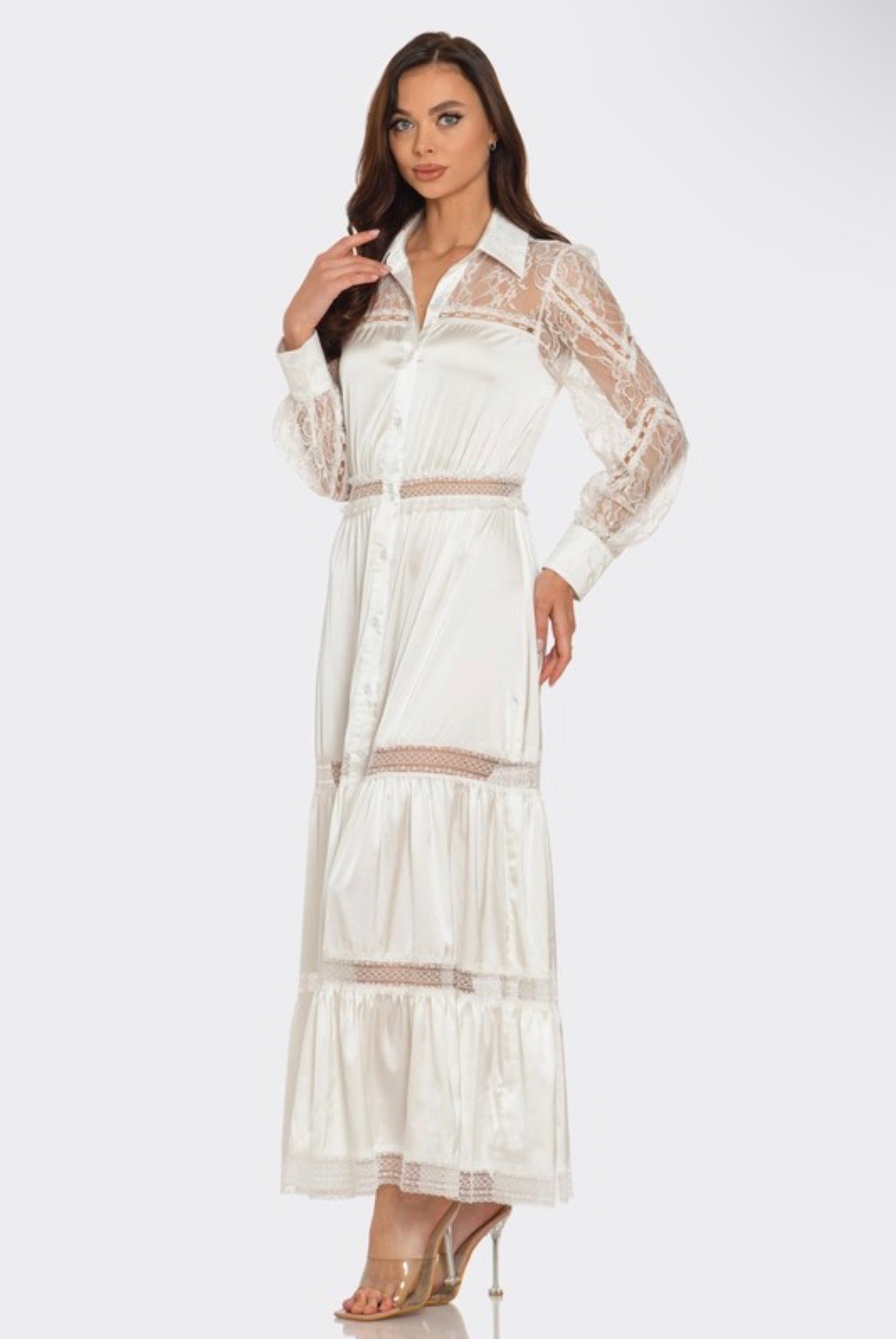 LACE SATIN MAXI DRESS