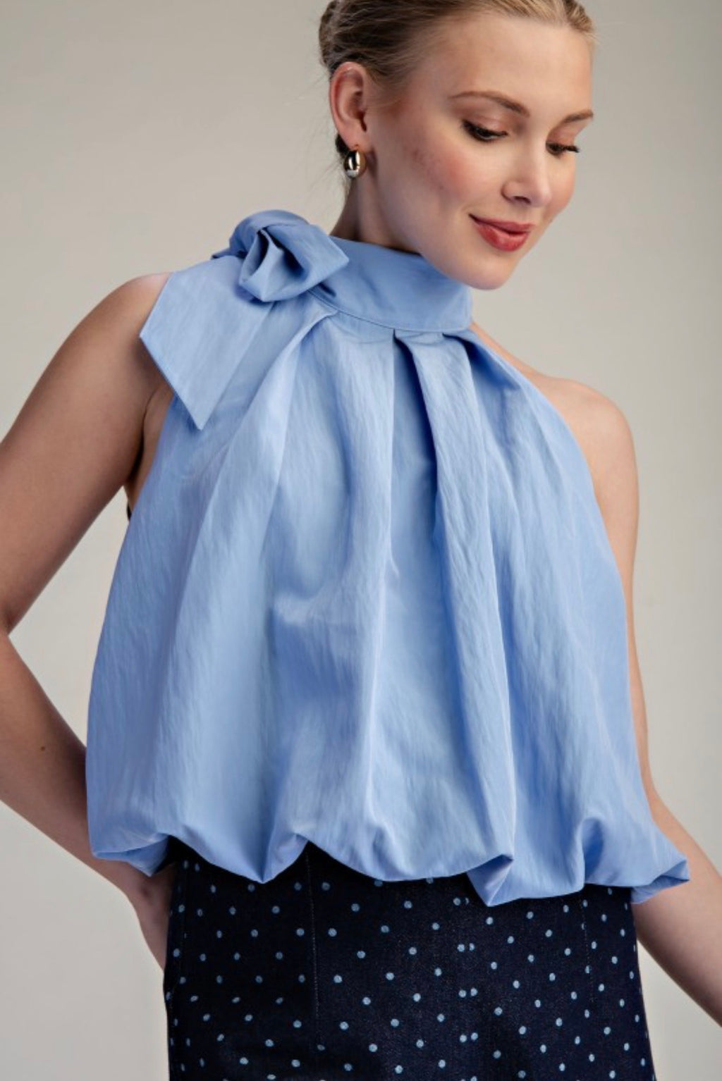 BOW HALTER BUBBLE TOP