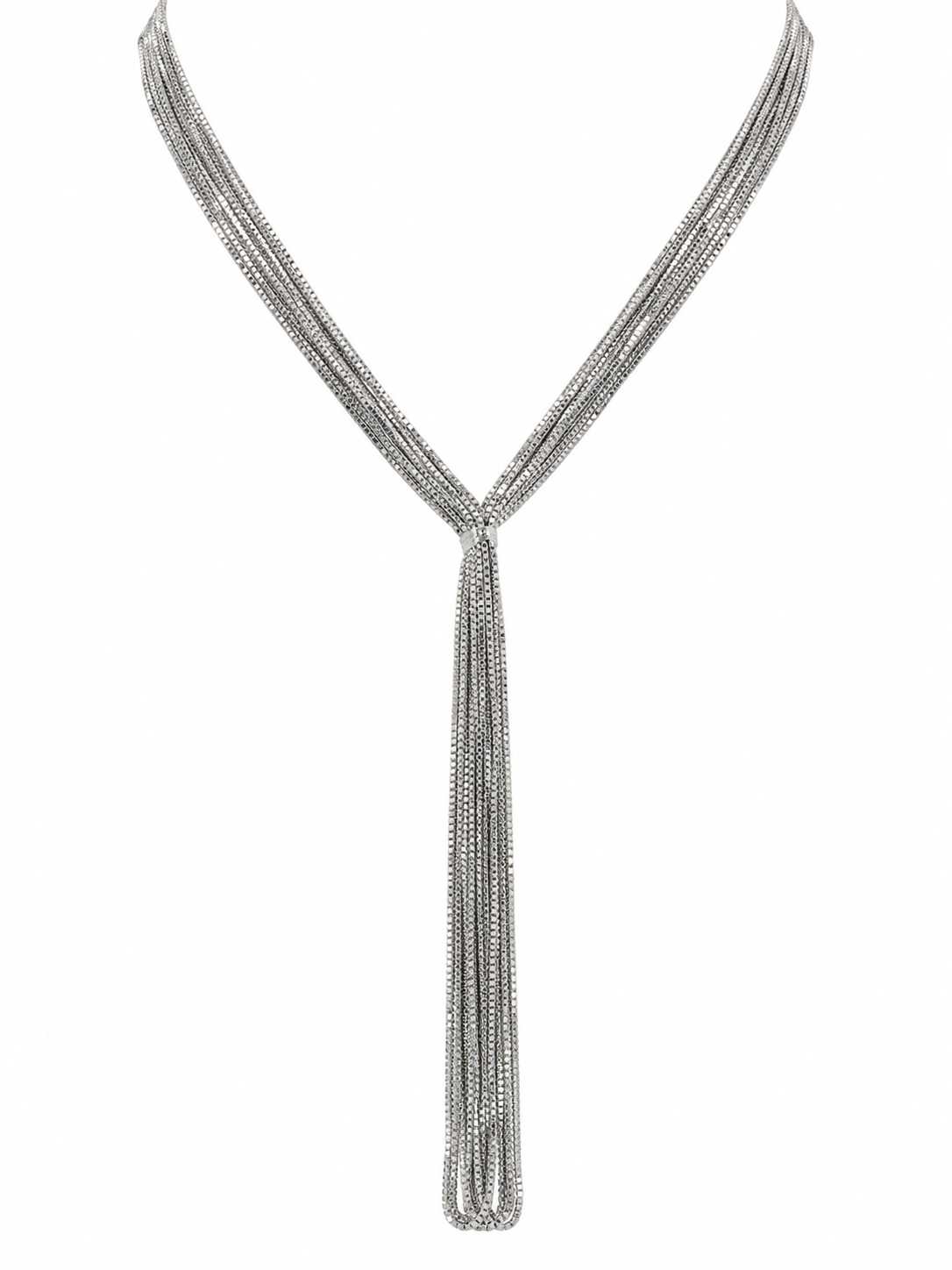 SILVER MULTI-STRAND LARIAT NECKLACE