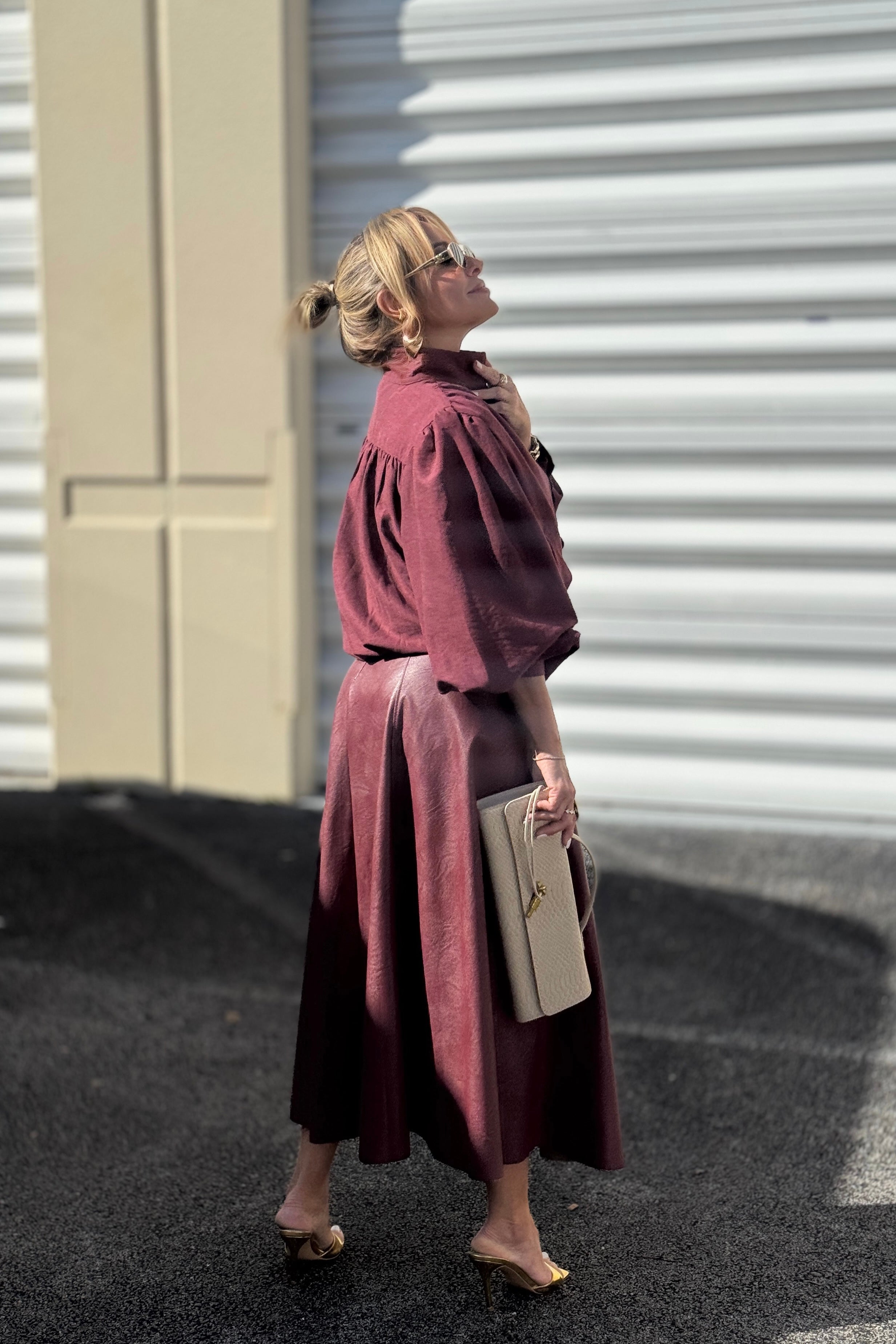 High Collar Balloon-hem Jacket