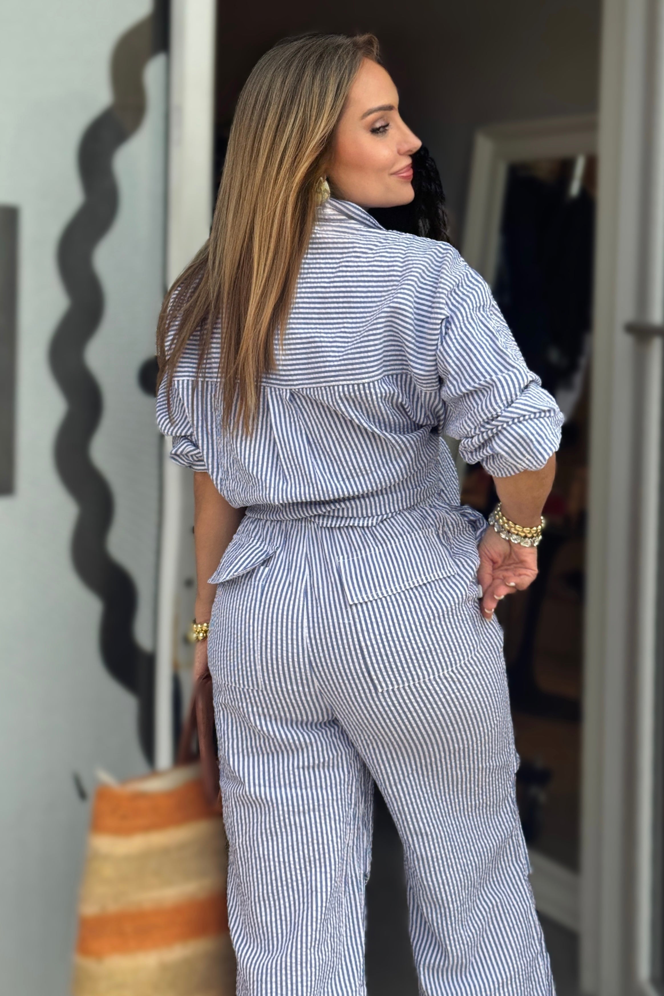 LINES IN BLUE SHIRT