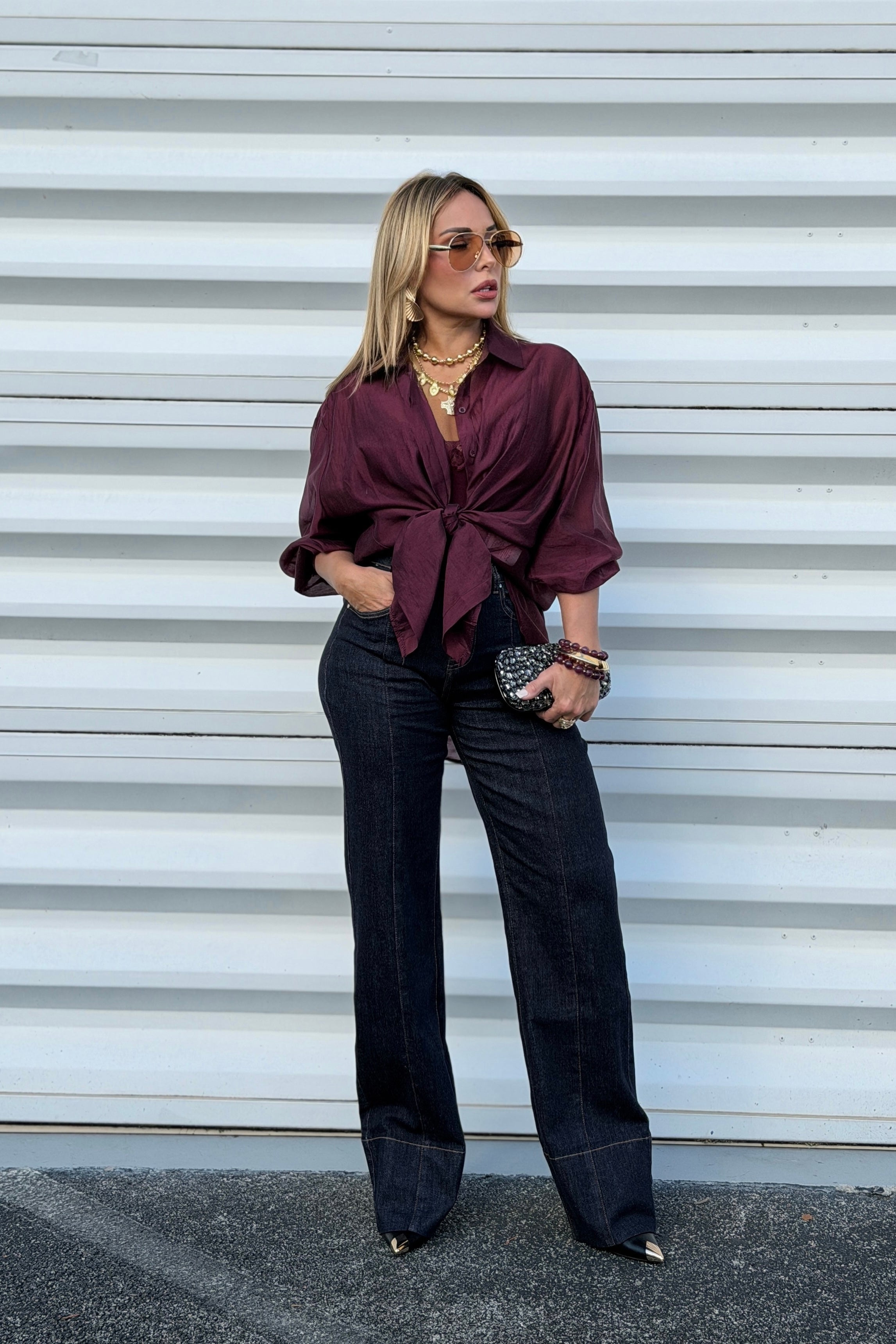 KIMBERLY TRANSPARENT OVERSIZED BLOUSE SHIRT