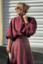 High Collar Balloon-hem Jacket