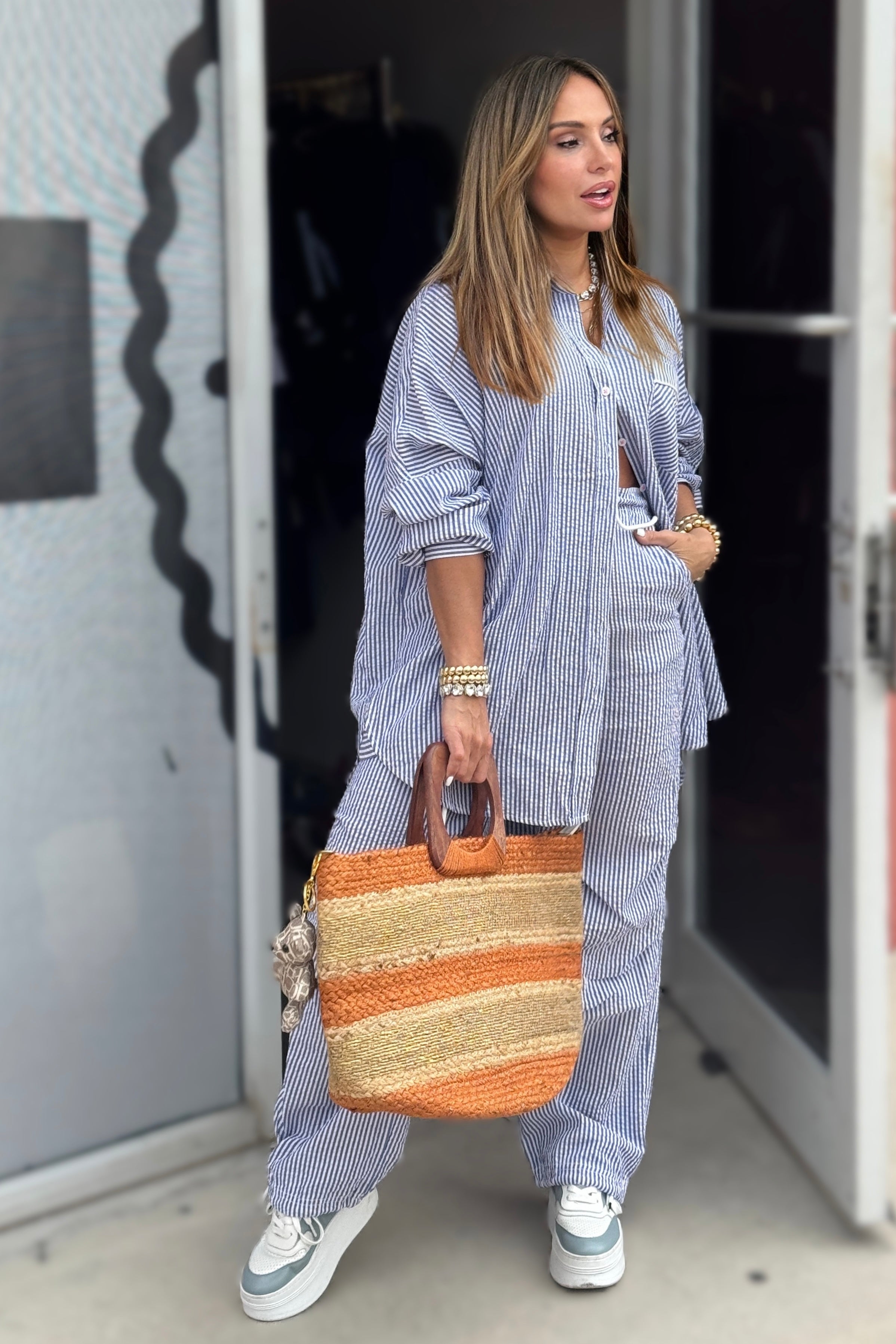 LINES IN BLUE SHIRT