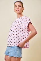MOCHA POLKA DOT T-SHIRT
