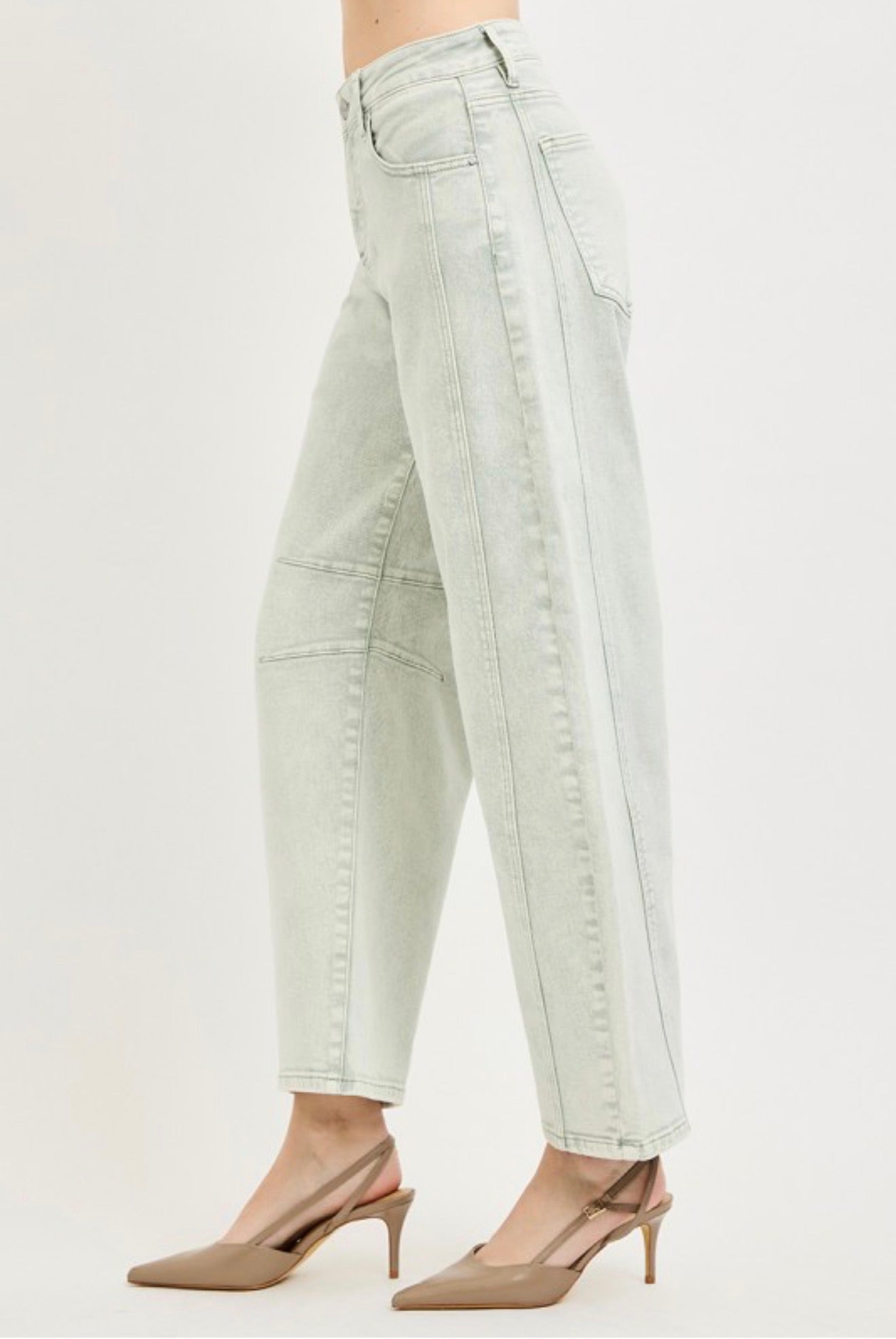 RISEN STRETCH BARREL JEANS