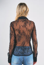 LACE PANEL PLEATED SHIRT