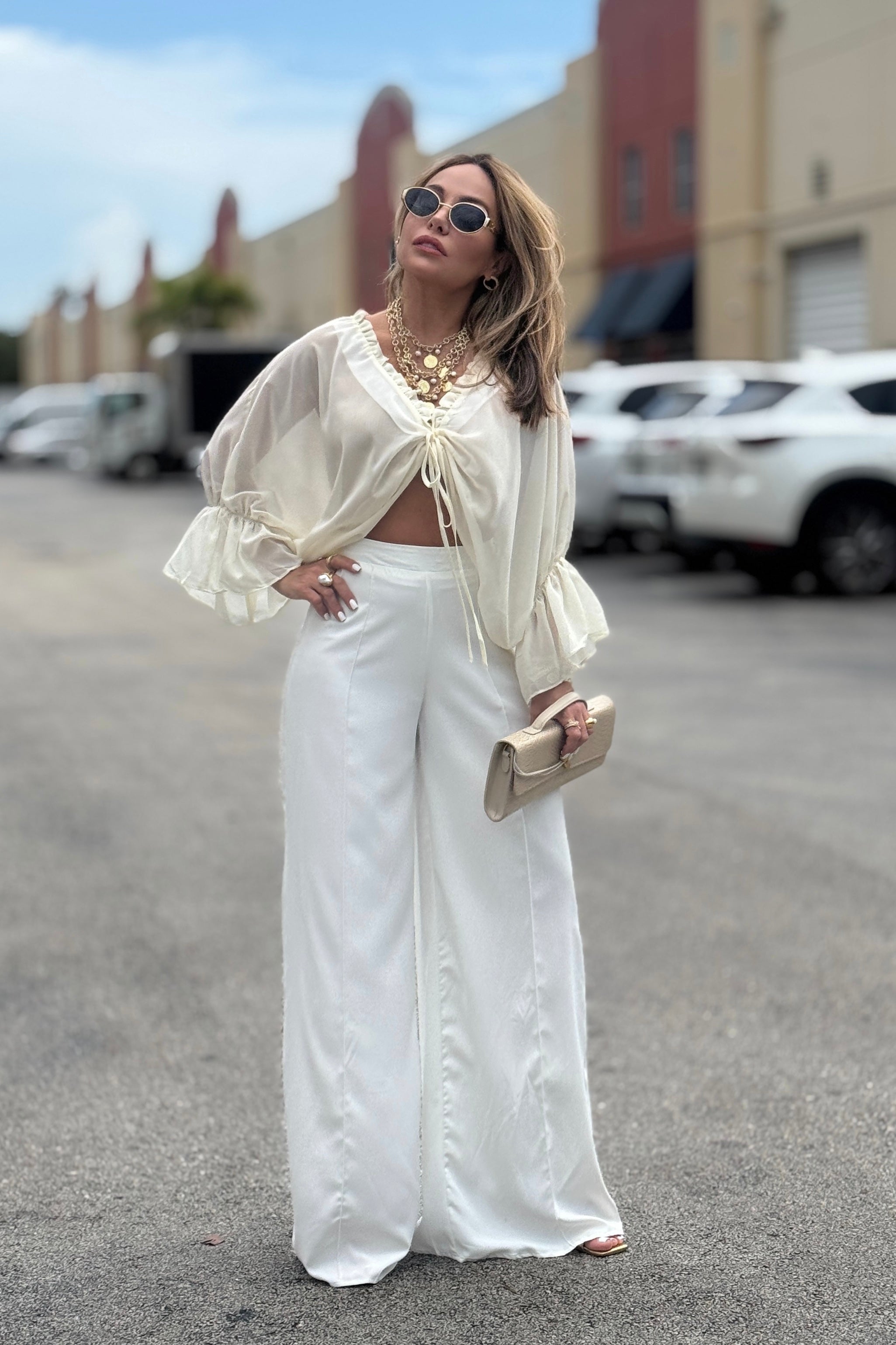 Claudia Chiffon Ruched Top Blouse