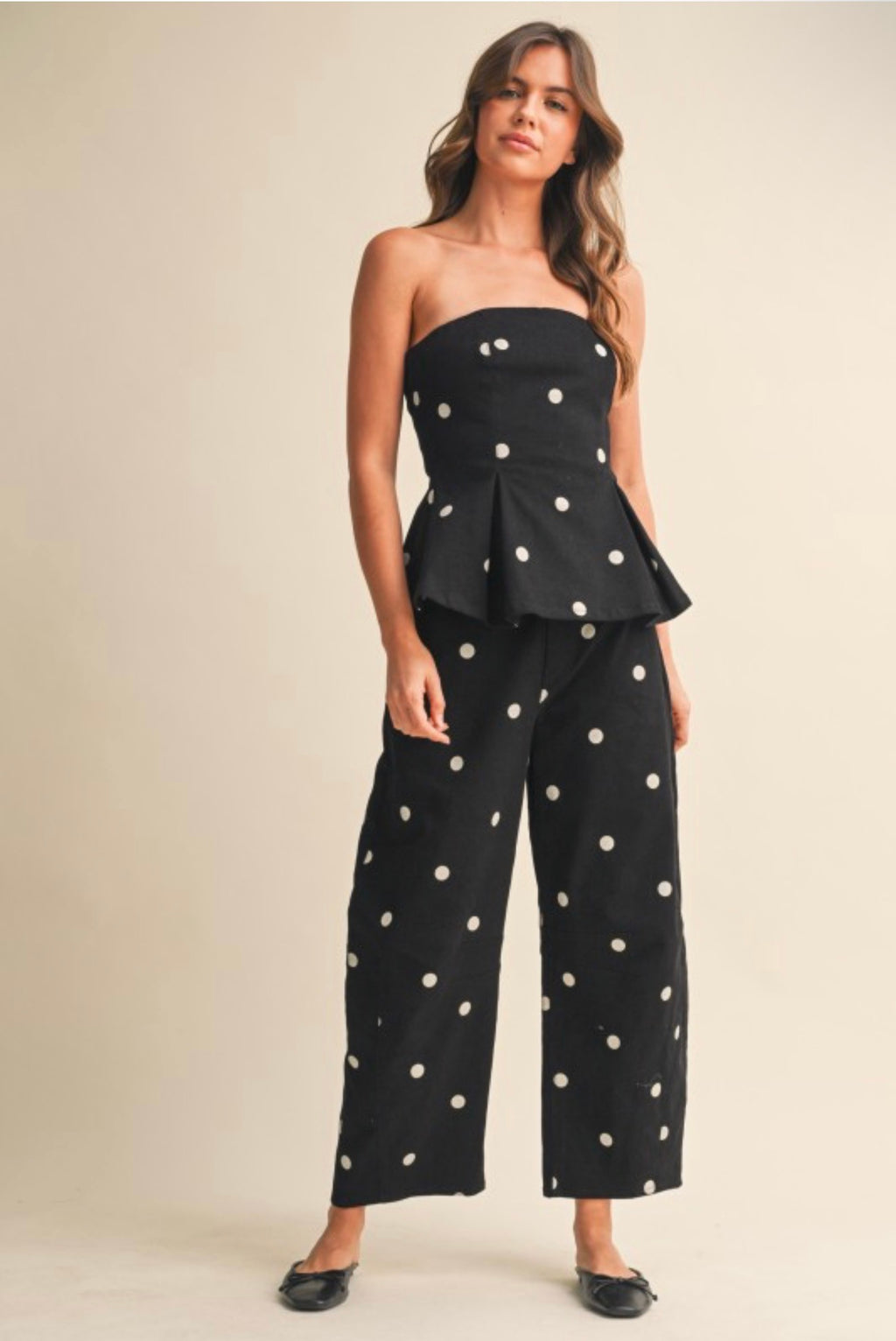 POLKA DOT PEPLUM TWO PIECES SET