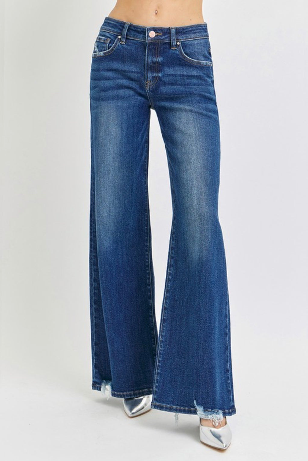 RISEN STRETCH WIDE LEG JEANS