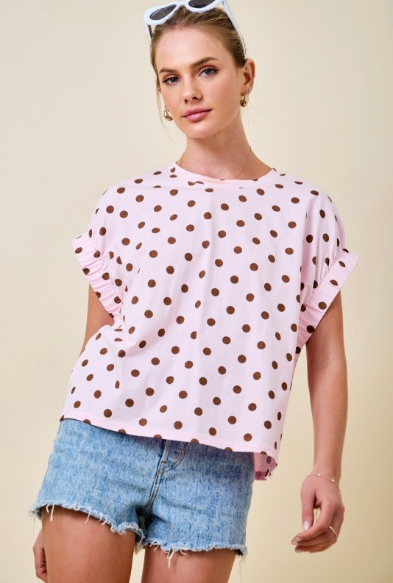 MOCHA POLKA DOT T-SHIRT