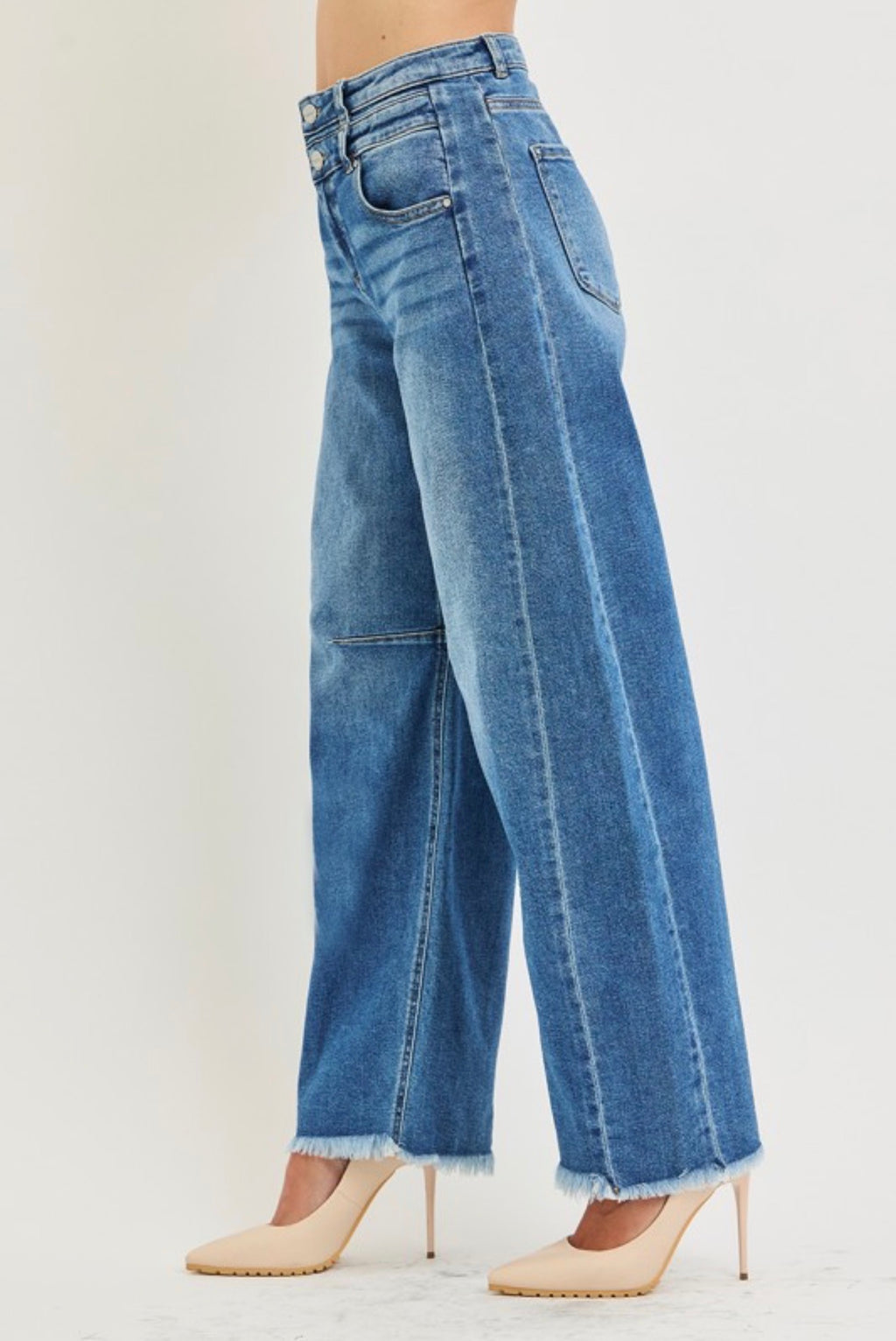 RISEN STRETCH BARREL JEANS