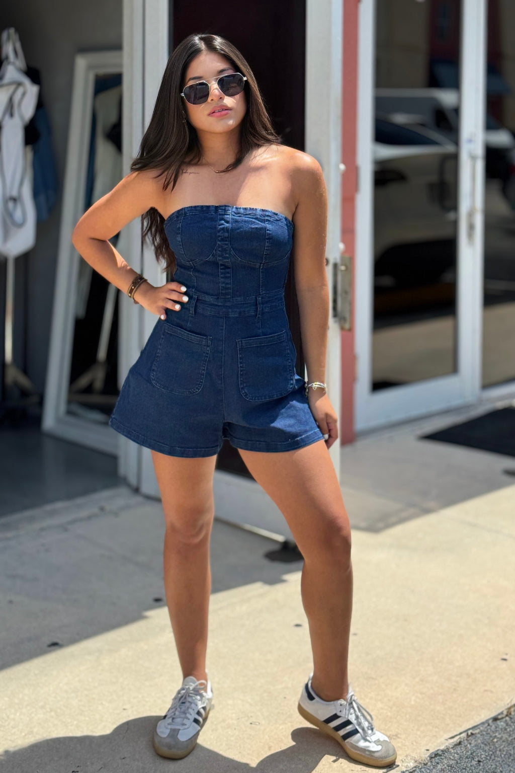 DARK DENIM ROMPER