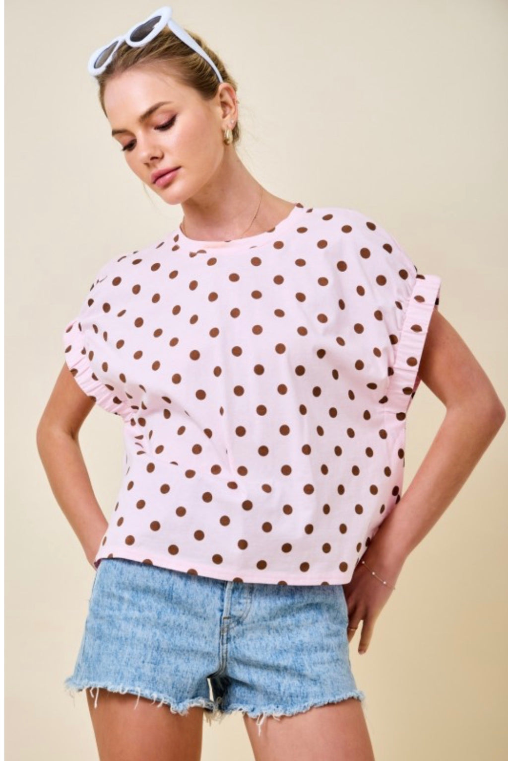 MOCHA POLKA DOT T-SHIRT