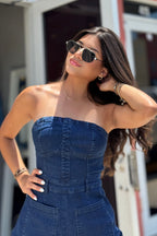 DARK DENIM ROMPER