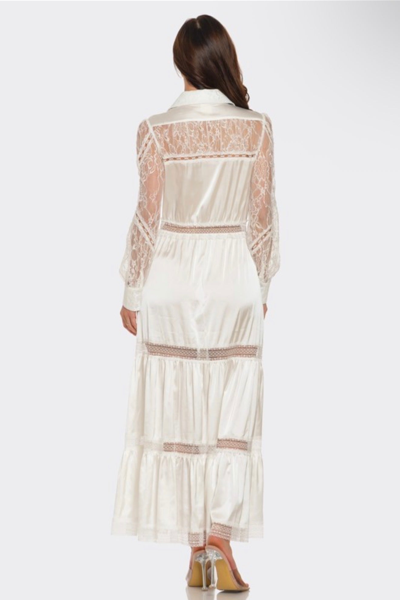 LACE SATIN MAXI DRESS