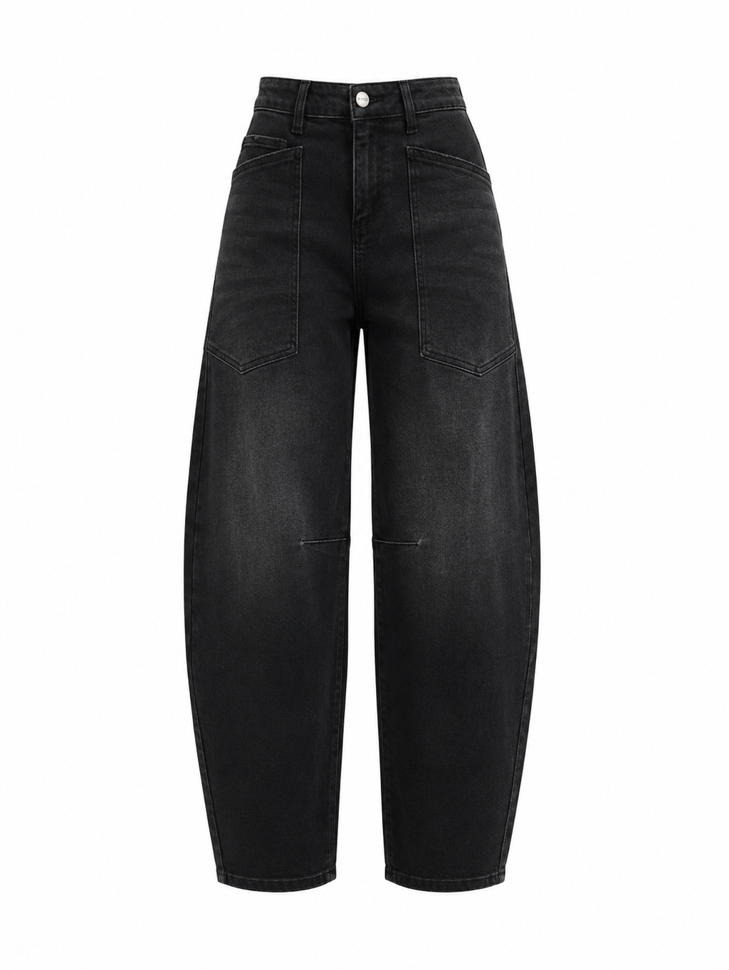 RISEN BLACK DENIM BARREL JEANS