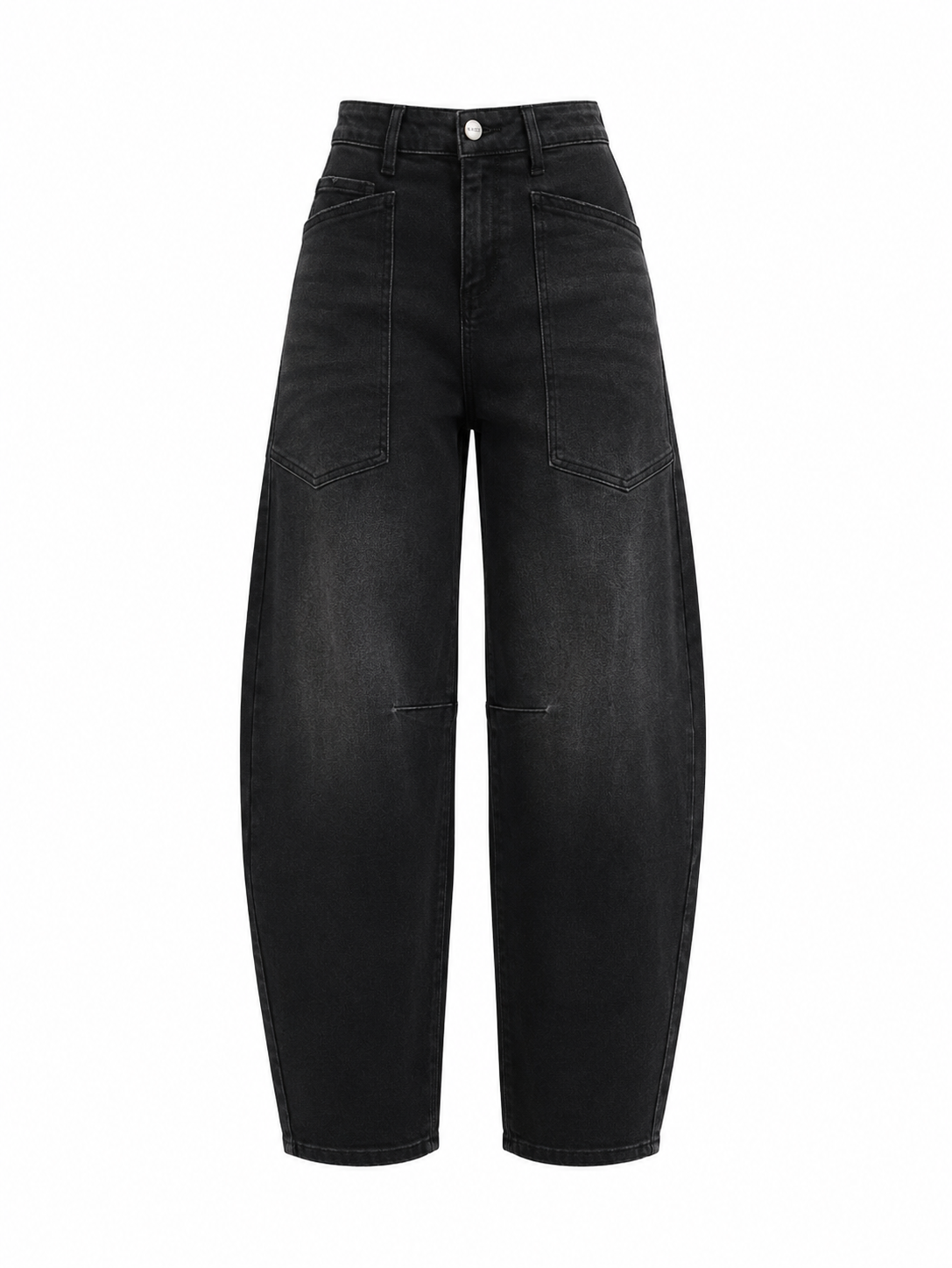 RISEN BLACK DENIM BARREL JEANS
