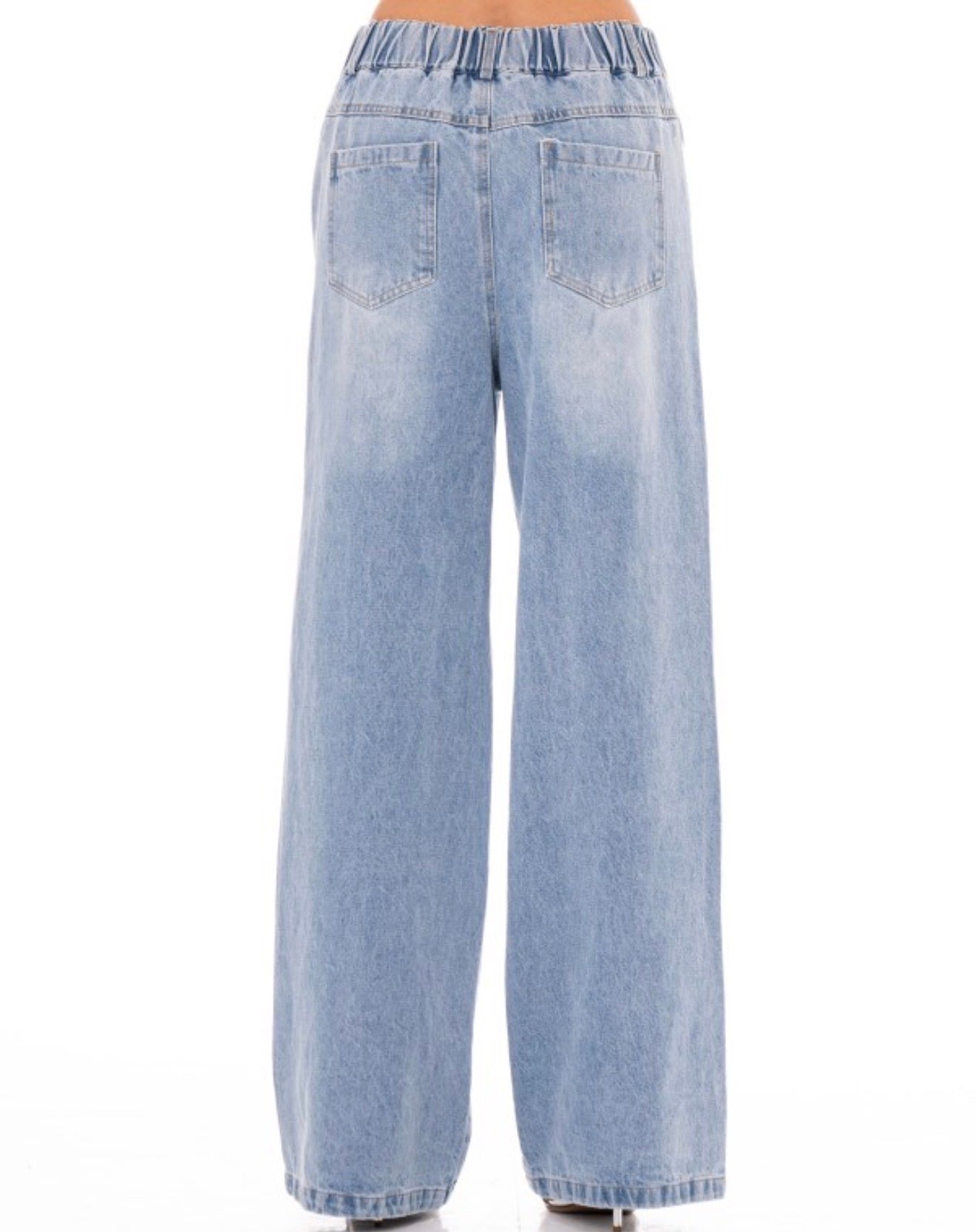 EYELET WIDE LEG JEANS