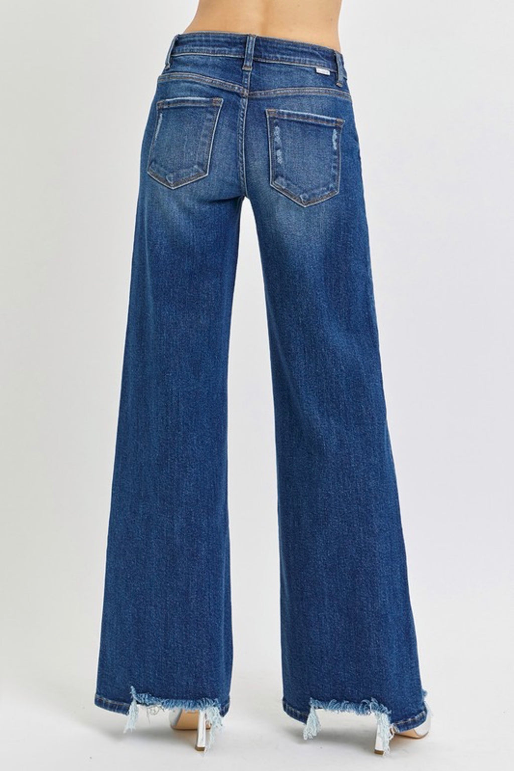 RISEN STRETCH WIDE LEG JEANS