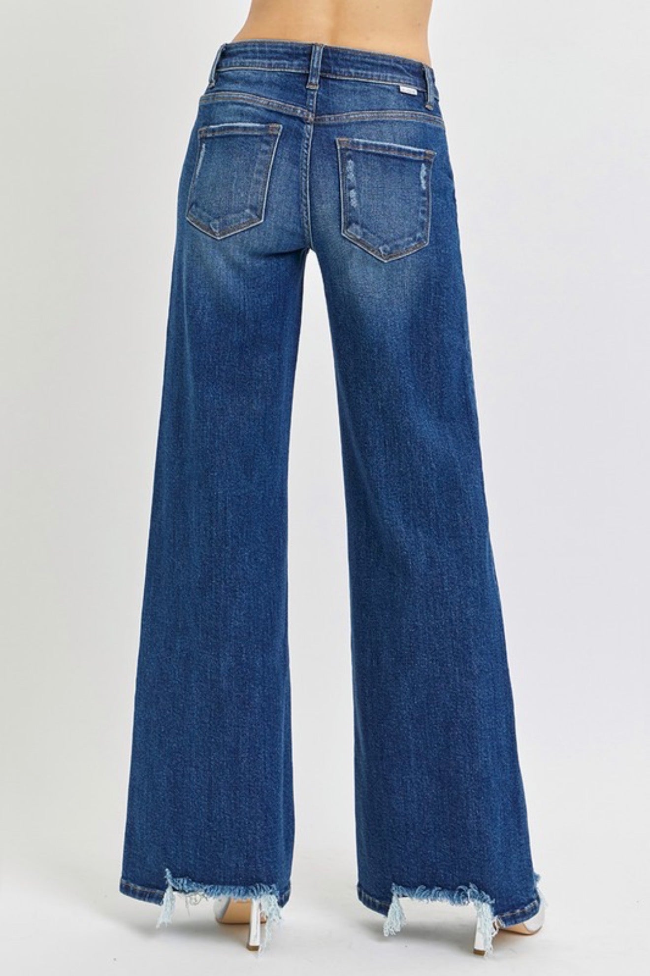 RISEN STRETCH WIDE LEG JEANS
