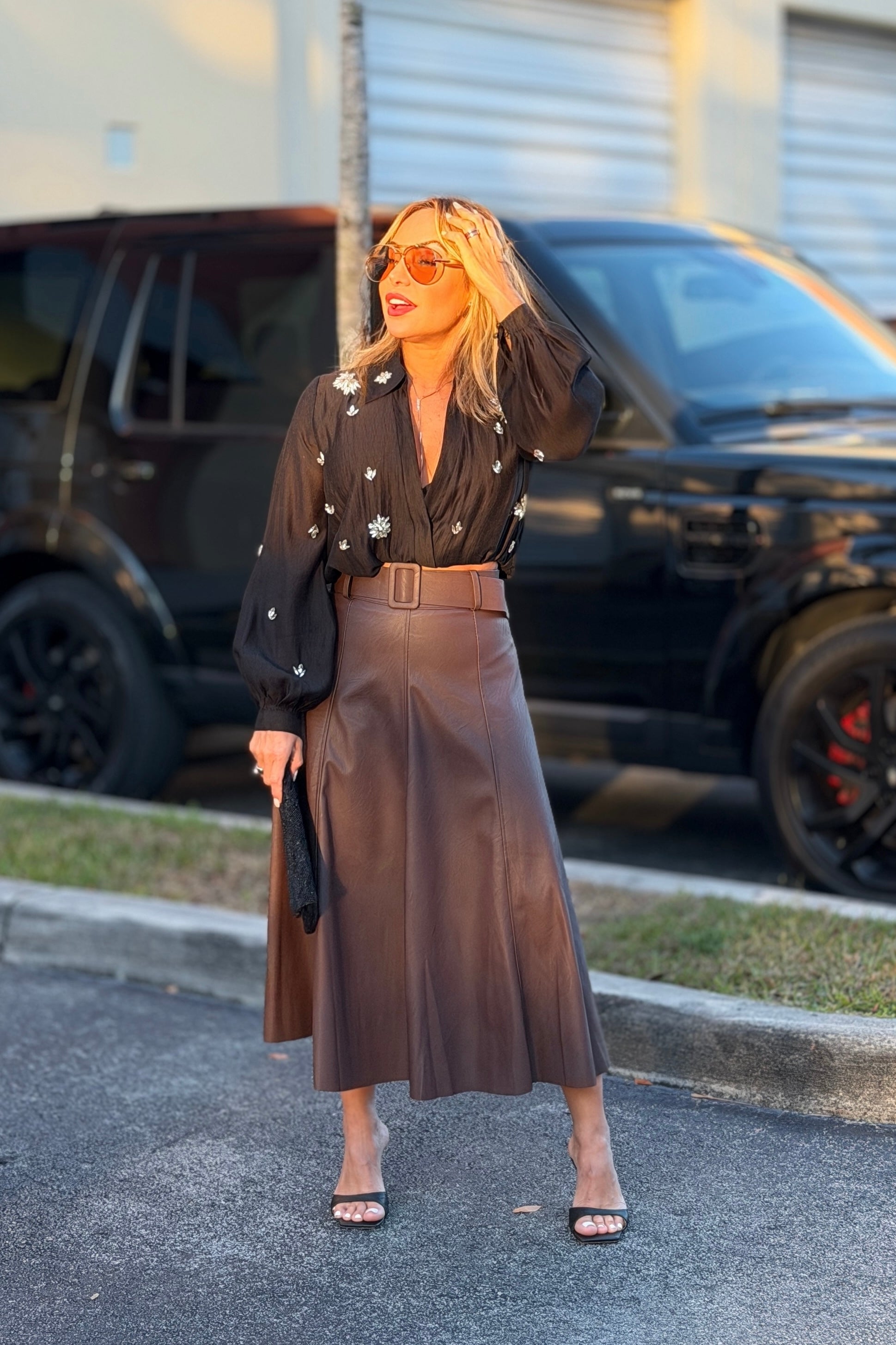 LUCIA LEATHER MAXI SKIRT