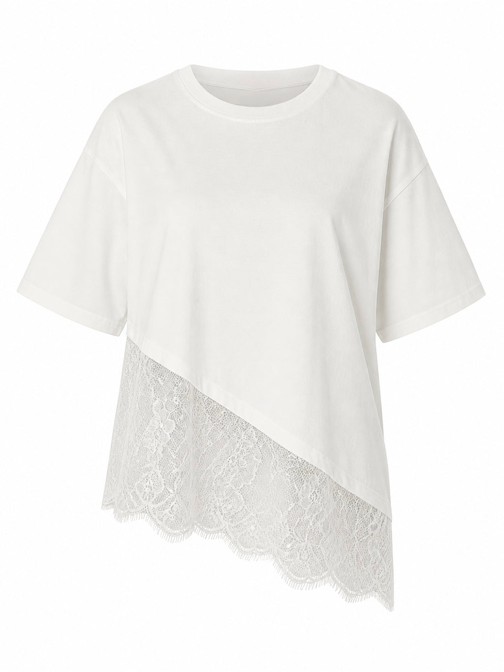 ASYMMETRIC LACE T-SHIRT