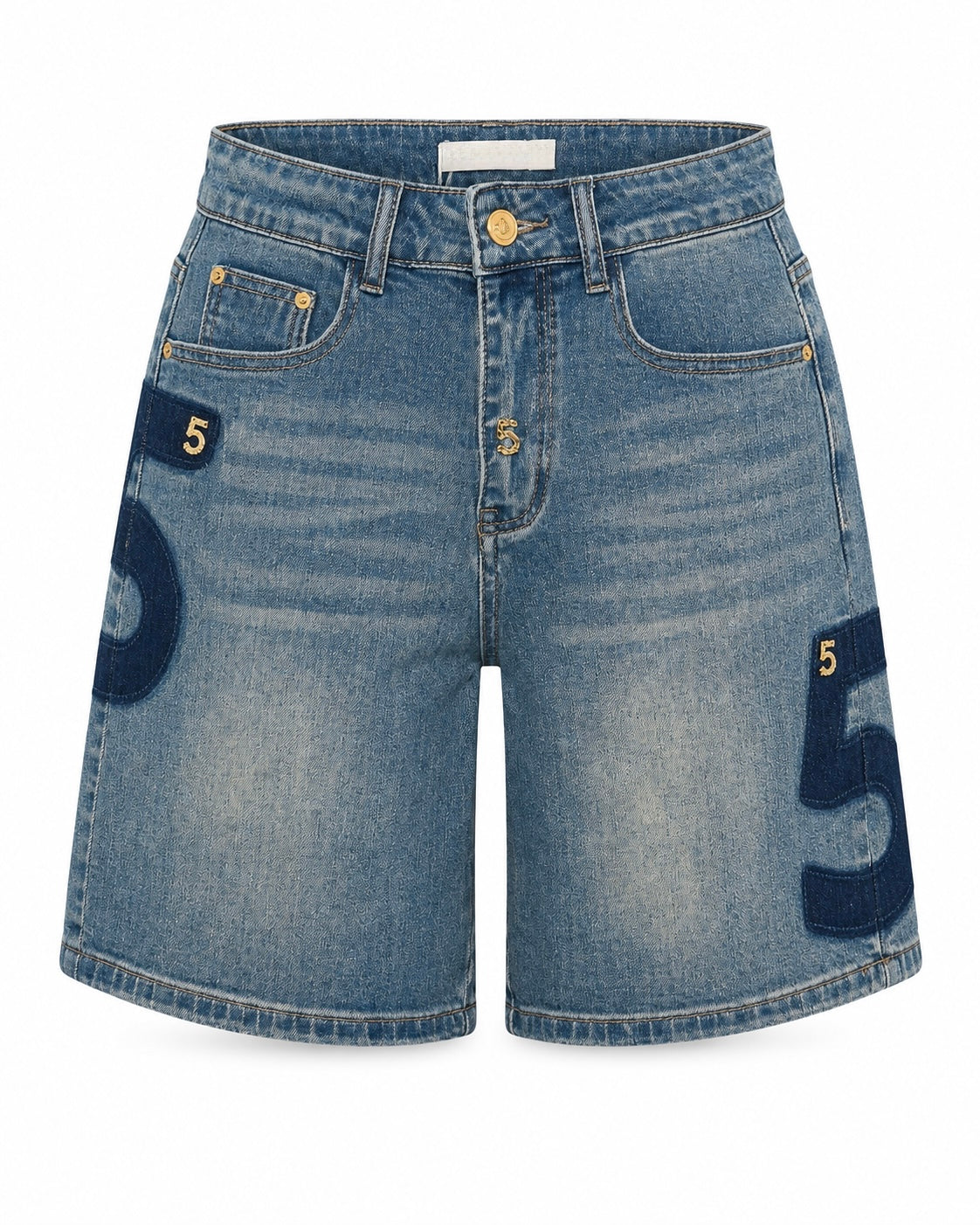 NUMBER PATCH DENIM BERMUDA