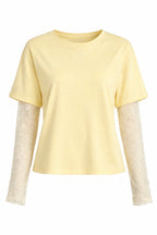 LACE-SLEEVE LAYERED T-SHIRT