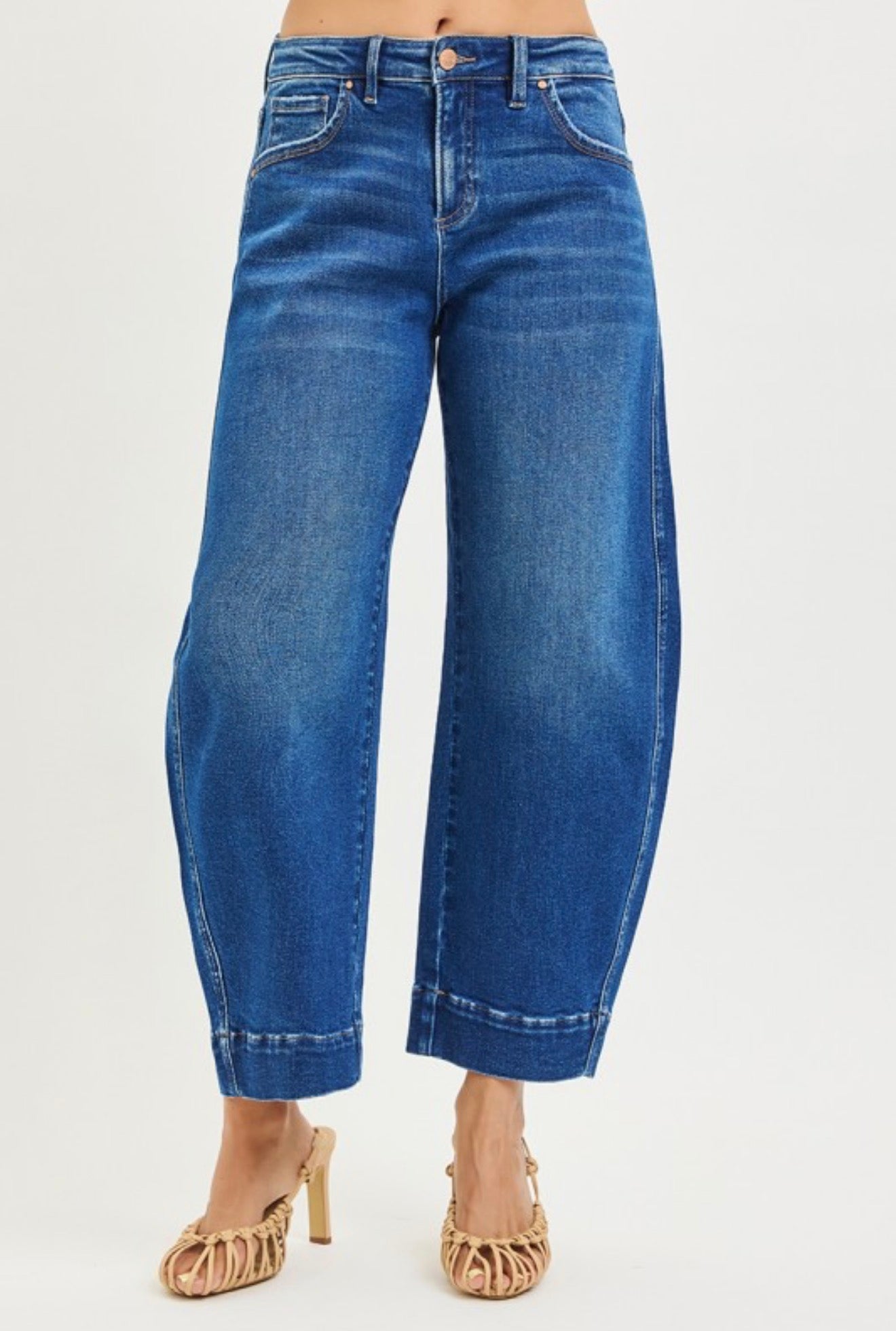 RISEN BARREL DENIM JEANS
