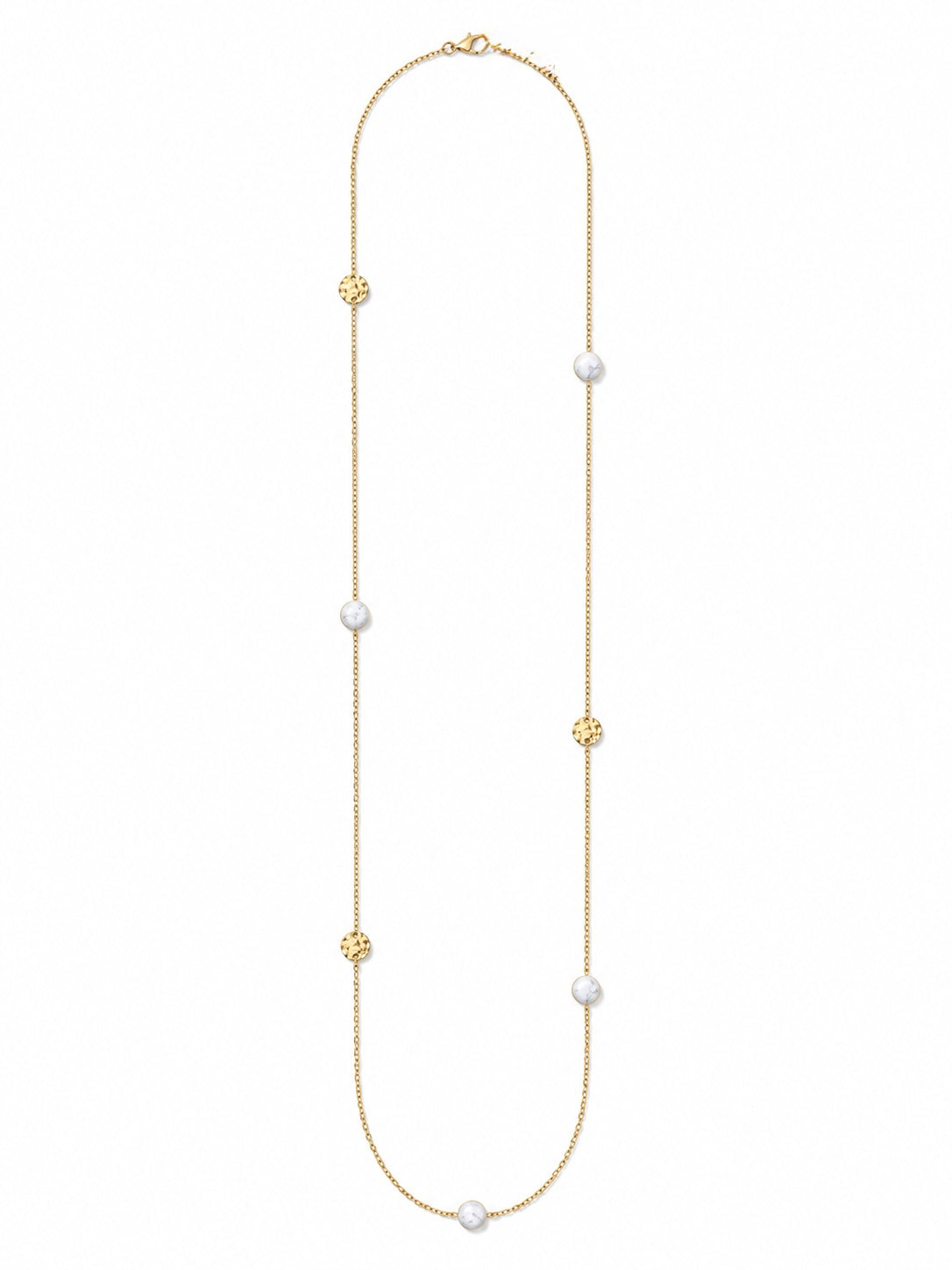 LONG PEARL DISC NECKLACE