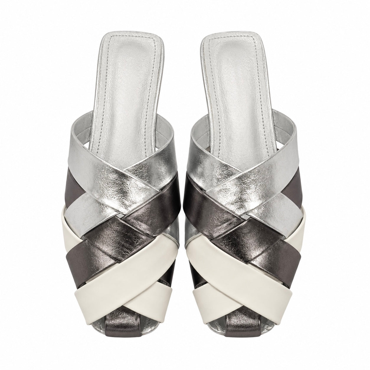 METALLIC BRAIDED FLAT MULES