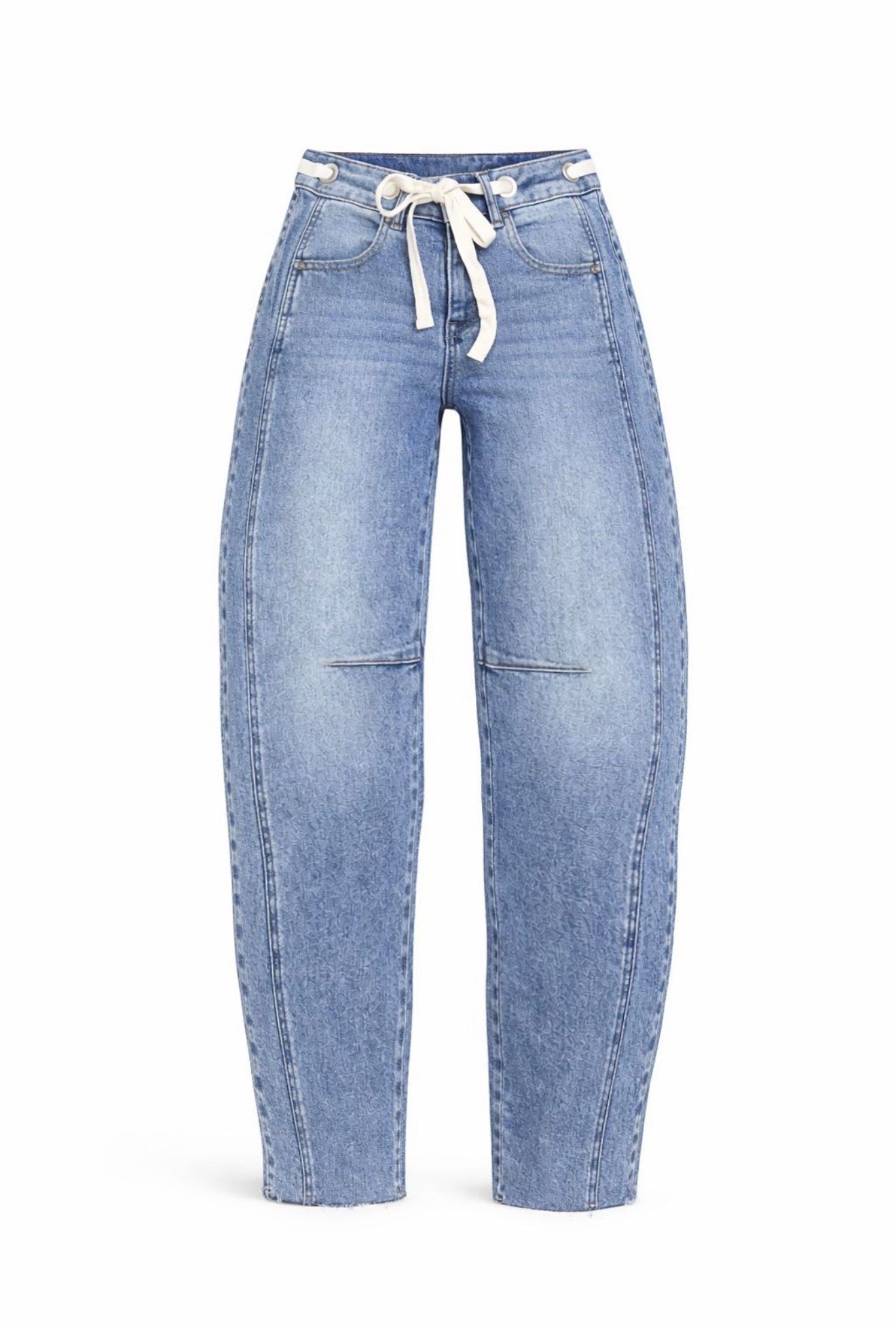 RISEN STRETCH DRAWSTRING BARREL JEANS