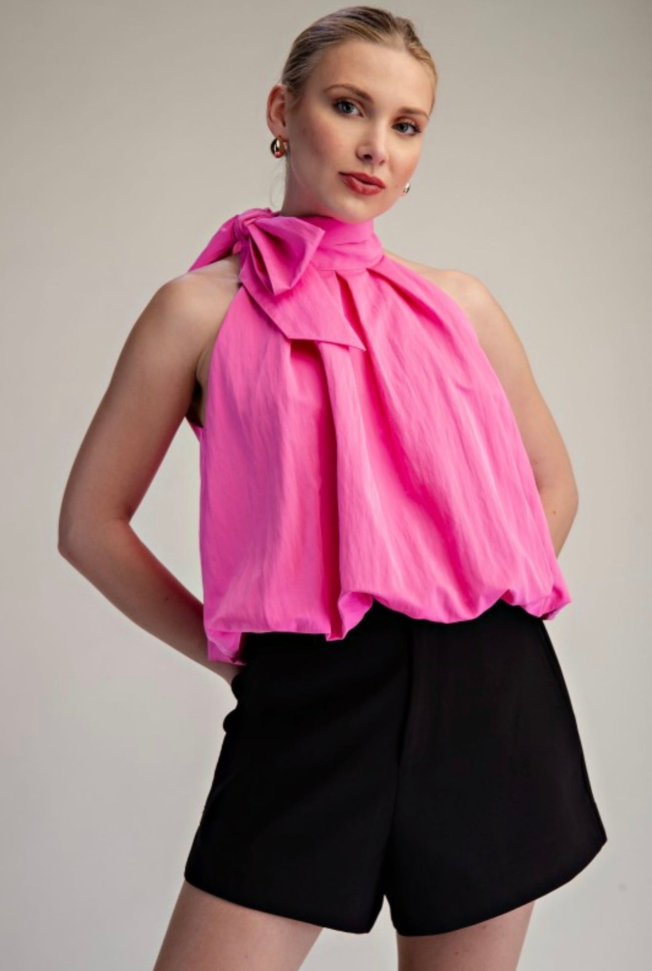 BOW HALTER BUBBLE TOP