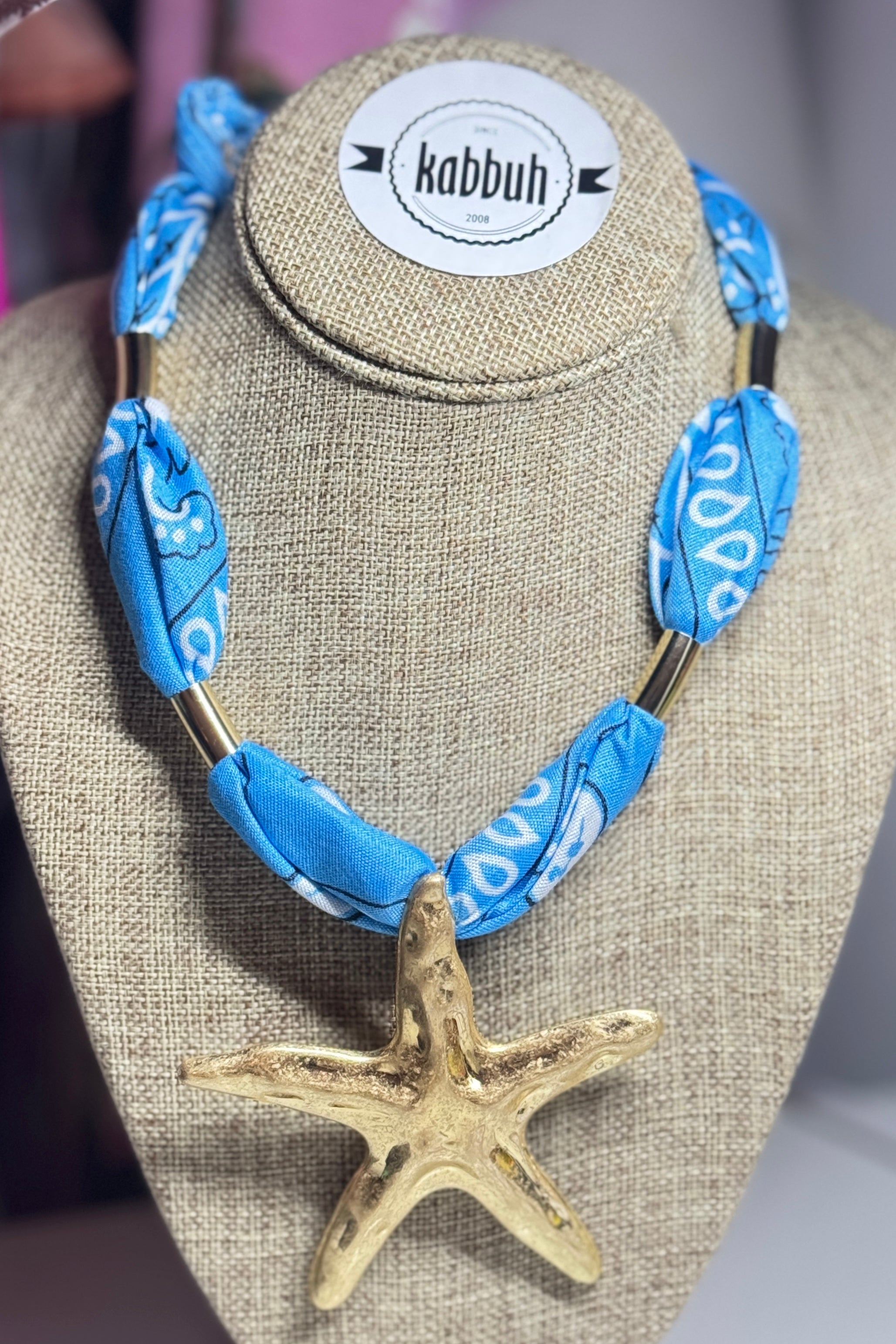 STAR SCARF BLUE NECKLACE