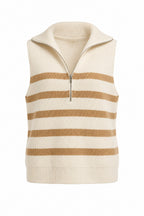STRIPED HALF-ZIP KNIT VEST