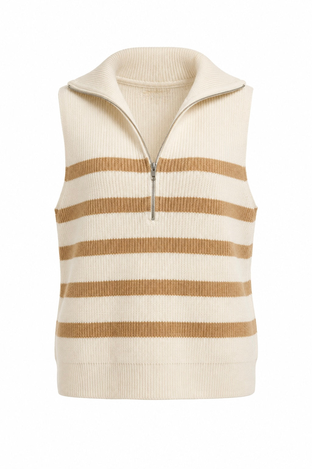 STRIPED HALF-ZIP KNIT VEST