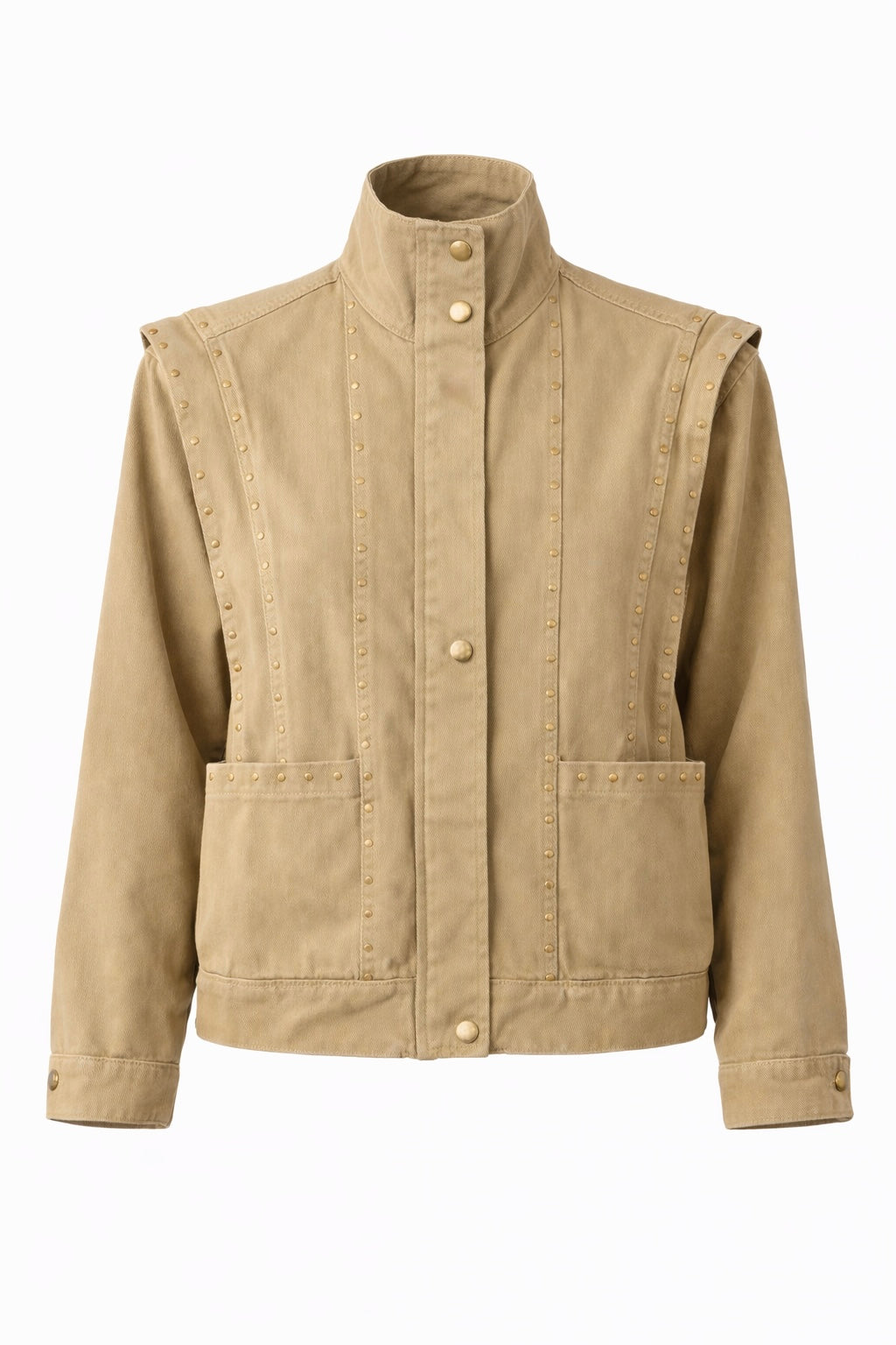 KHAKI STUDDED UTILITY JACKET