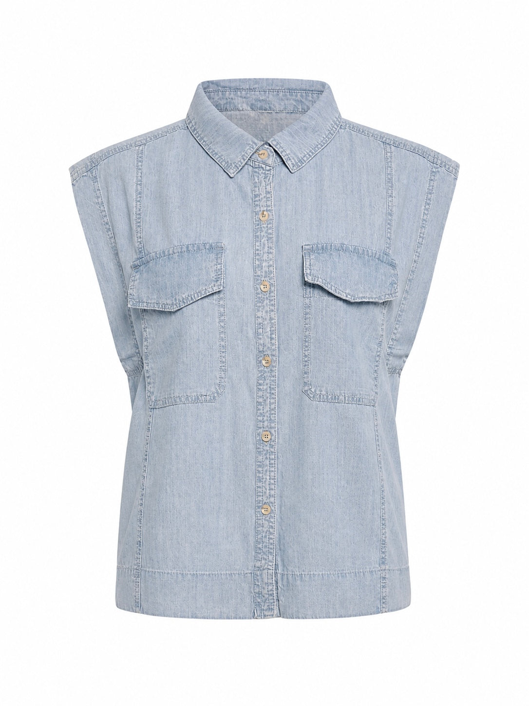 DENIM SLEEVELESS SHIRT