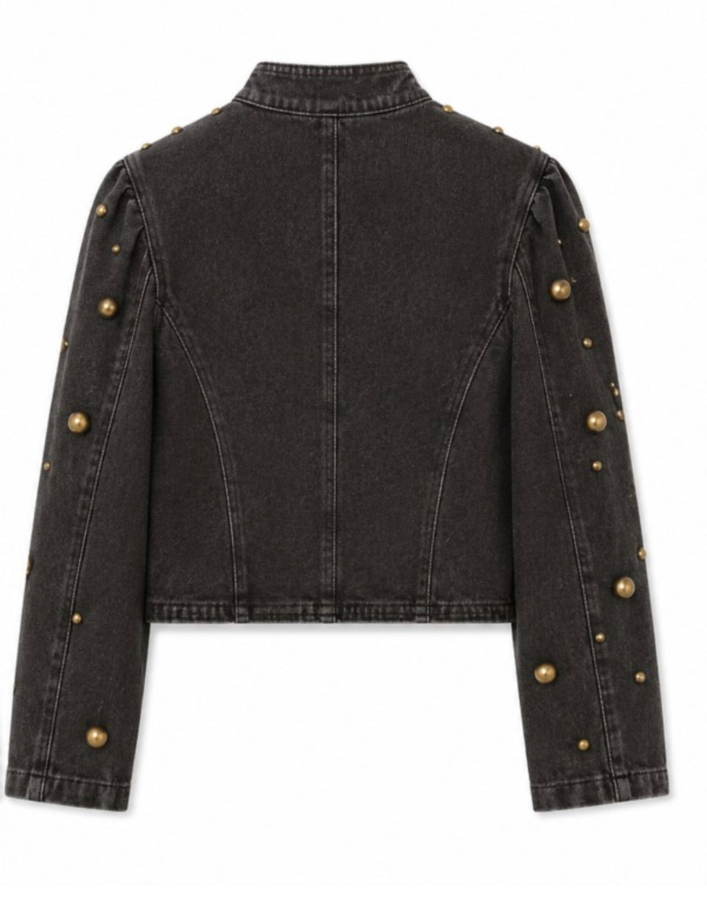 GOLD STUD EMBELLISHED DENIM JACKET