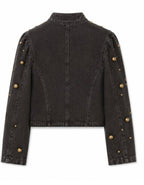 GOLD STUD EMBELLISHED DENIM JACKET